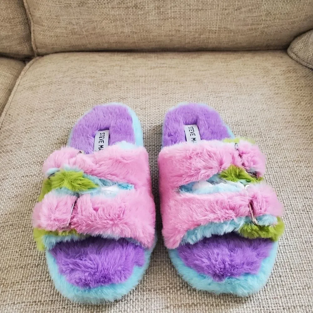 Steve Madden Kids' Jaround Faux Fur Slide Slipper